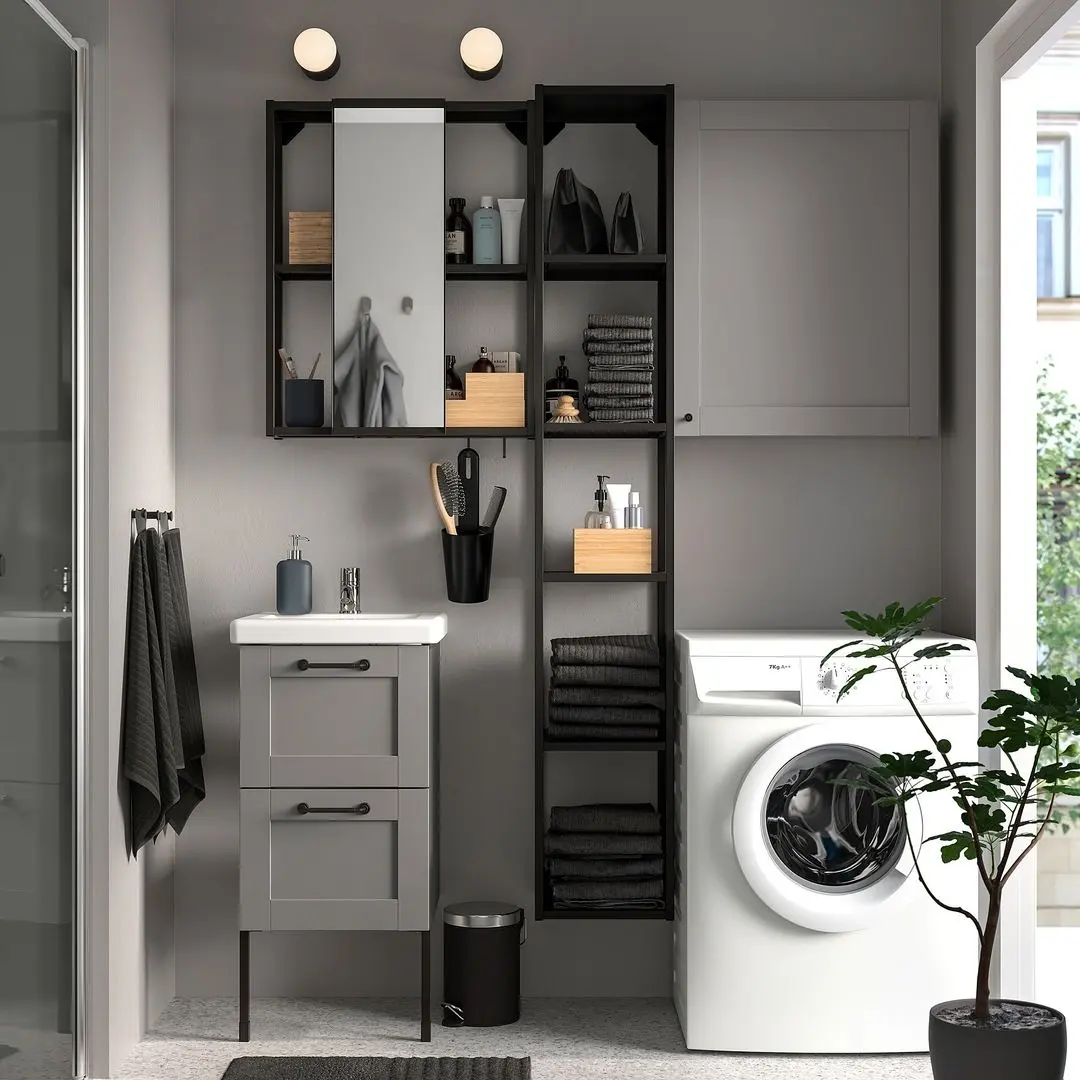Set de mobila Ikea Enhet/Tvallen 16 piese 44x43x87 (Gri/Antracit) - 2
