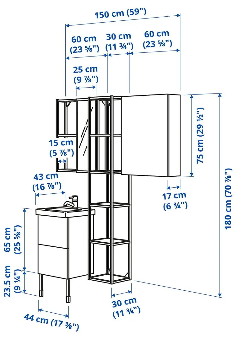 Set de mobila Ikea Enhet/Tvallen 16 piese 44x43x87 (Gri/Antracit) - 4
