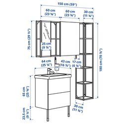 Set de mobila Ikea Enhet/Tvallen 16 piese 64x43x87 (Aspect Beton/Alb) Thumb