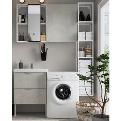 Set de mobila Ikea Enhet/Tvallen 16 piese 64x43x87 (Aspect Beton/Alb)