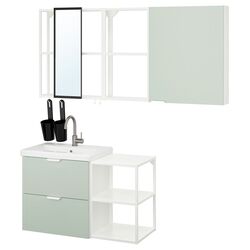 Комплект мебели Ikea Enhet/Tvallen 18 предметов 102x43x65 (Белый/Светло-серо-зеленый) Thumb