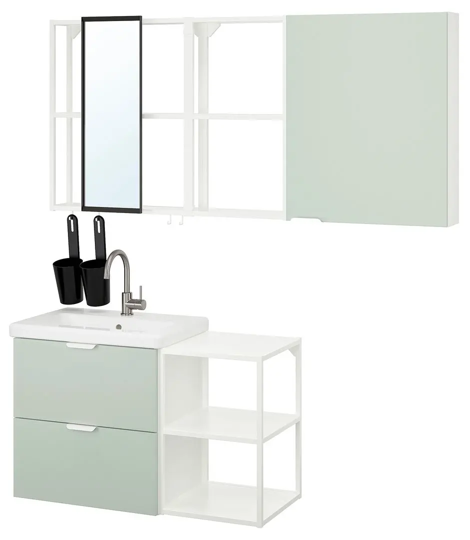 Комплект мебели Ikea Enhet/Tvallen 18 предметов 102x43x65 (Белый/Светло-серо-зеленый) - 8