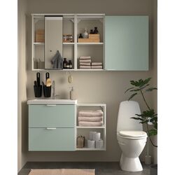 Set de mobila Ikea Enhet/Tvallen 18 piese 102x43x65 (Alb/Gri-Verde Deschis)