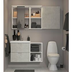 Set de mobila Ikea Enhet/Tvallen 18 piese 102x43x65 (Aspect Beton/Alb)