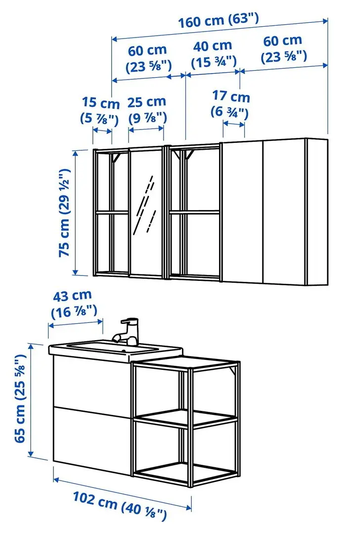 Set de mobila Ikea Enhet/Tvallen 18 piese 102x43x65 (Gri/Antracit) - 4