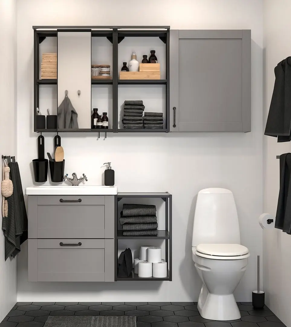 Set de mobila Ikea Enhet/Tvallen 18 piese 102x43x65 (Gri/Antracit)