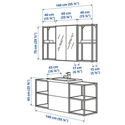Set de mobila Ikea Enhet/Tvallen 18 piese 140x43x65 (Alb/Gri-Verde Deschis) Thumb