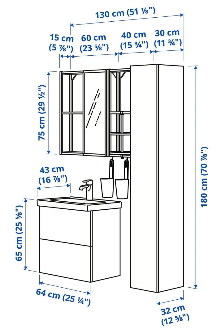 Комплект мебели Ikea Enhet/Tvallen 18 предметов 64x43x65 (Белый/Светло-серо-зеленый) - 4