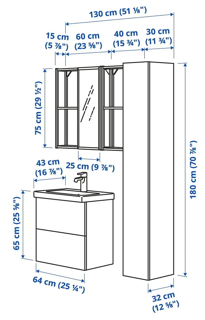 Set de mobila Ikea Enhet/Tvallen 18 piese 64x43x65 (Gri/Antracit) - 6