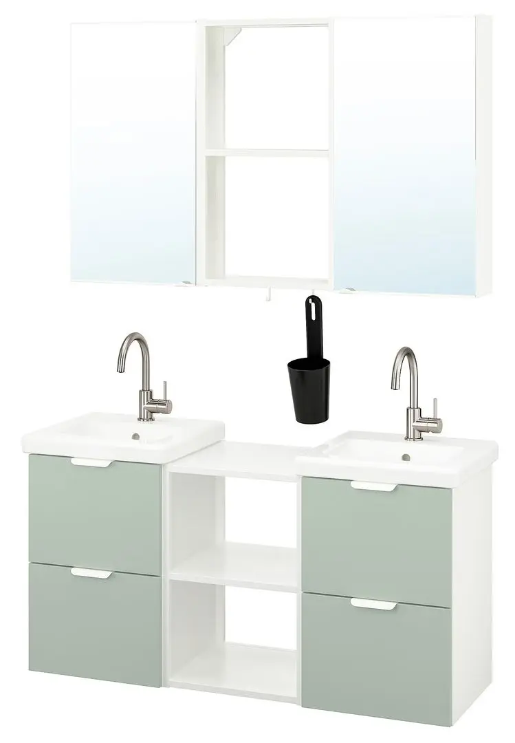 Set de mobila Ikea Enhet/Tvallen 22 piese 124x43x65 (Alb/Gri-Verde Deschis) - 2