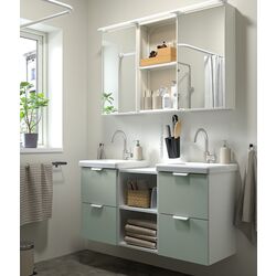 Set de mobila Ikea Enhet/Tvallen 22 piese 124x43x65 (Alb/Gri-Verde Deschis)