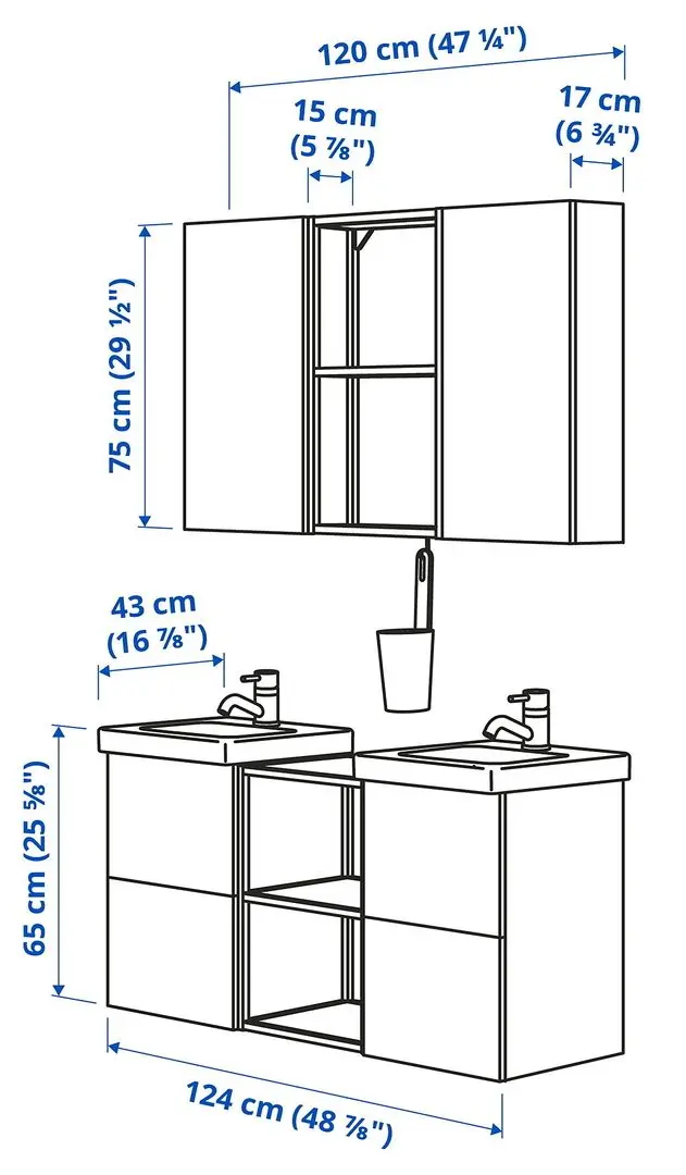 Set de mobila Ikea Enhet/Tvallen 22 piese 124x43x65 (Alb/Gri-Verde Deschis) - 4