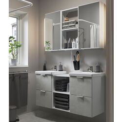 Set de mobila Ikea Enhet/Tvallen 22 piese 124x43x65 (Aspect Beton/Alb)