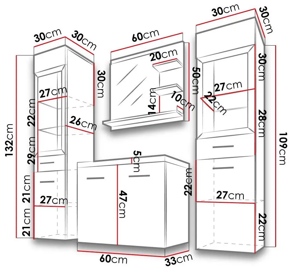 Set de mobila Mirjan24 Apogon/Madrit I (Chestnut Breslau)