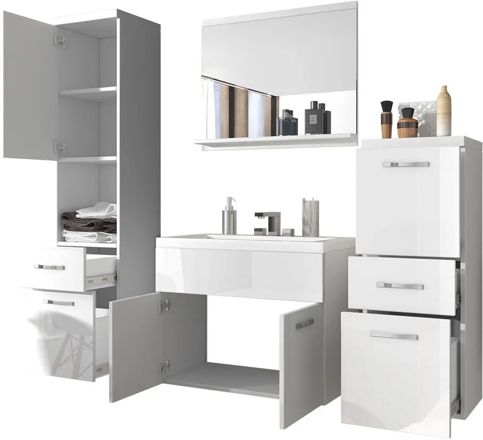 Set de mobila Mirjan24 Lumia/Alba (Bodega/White Gloss)