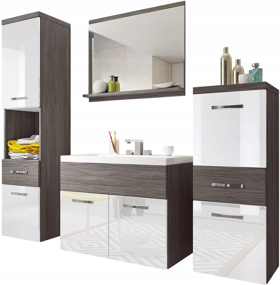 Set de mobila Mirjan24 Lumia/Alba (Bodega/White Gloss)