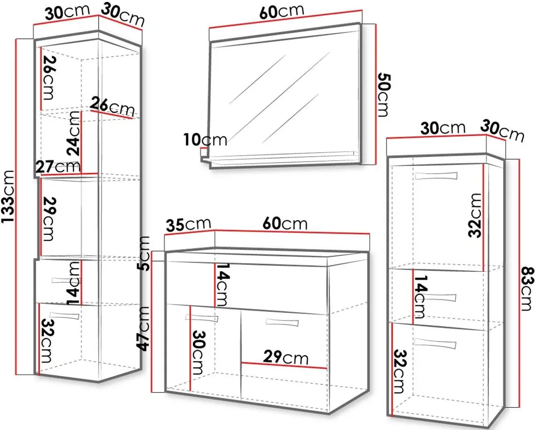 Set de mobila Mirjan24 Lumia/Alba (White/White Gloss) - 4