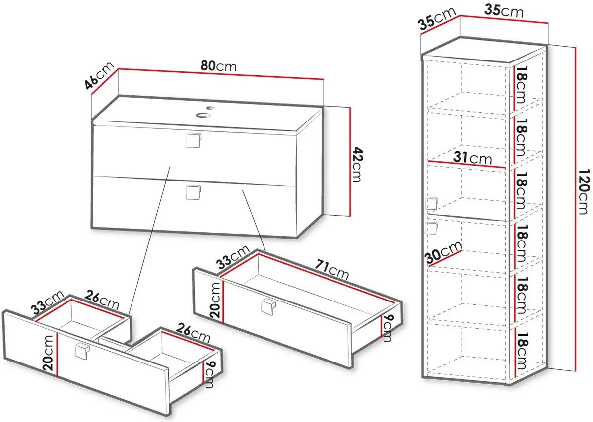 Set de mobila Mirjan24 Petralio III/Gariano (Black) - 2