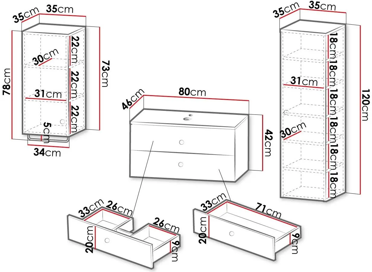 Set de mobila Mirjan24 Rilonis I/Gatreto (White) - 2