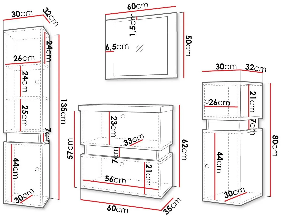 Set de mobila Mirjan24 Syliko/Tiko I (White/Black)