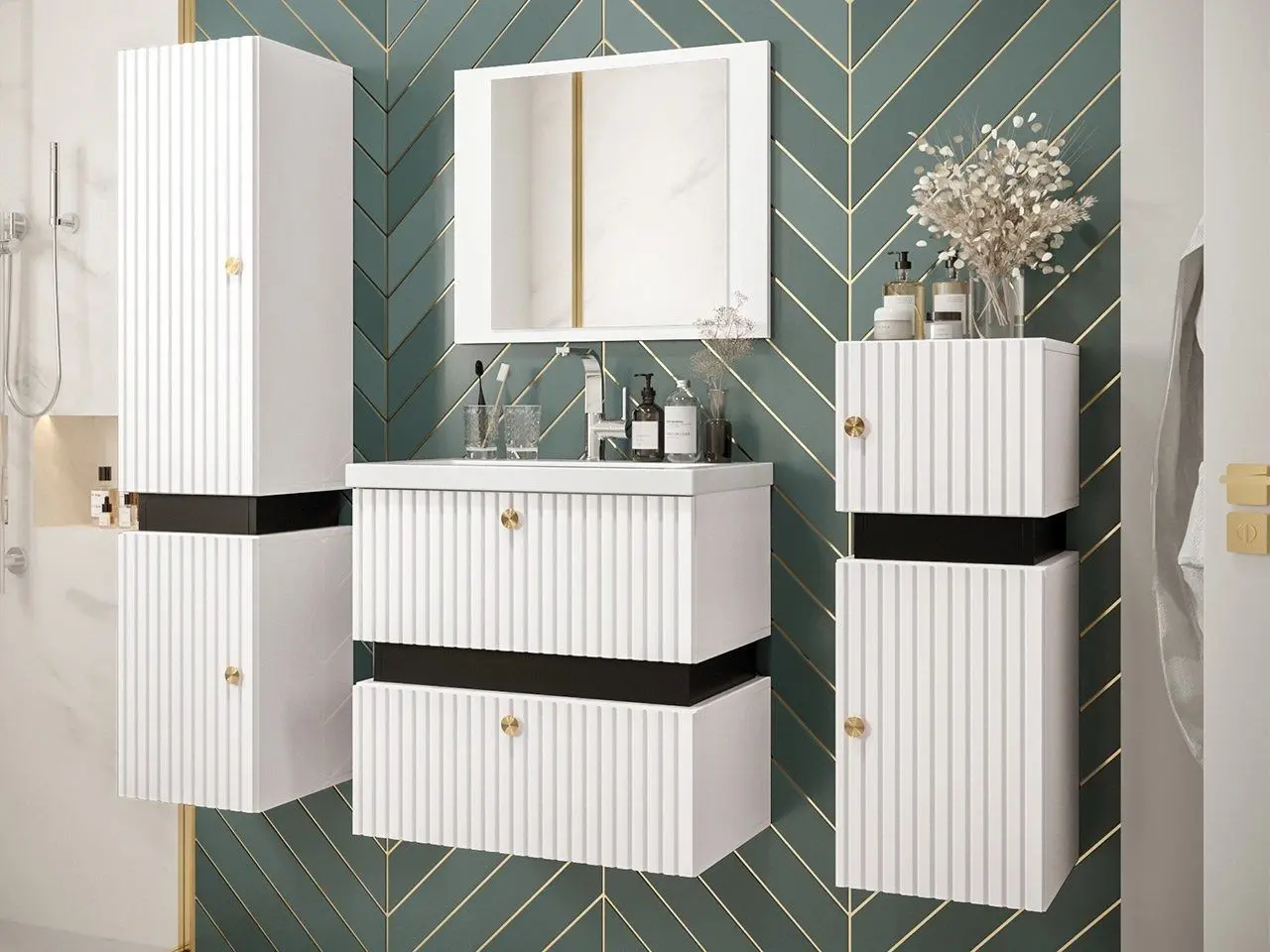 Set de mobila Mirjan24 Syliko/Tiko I (White/Black)