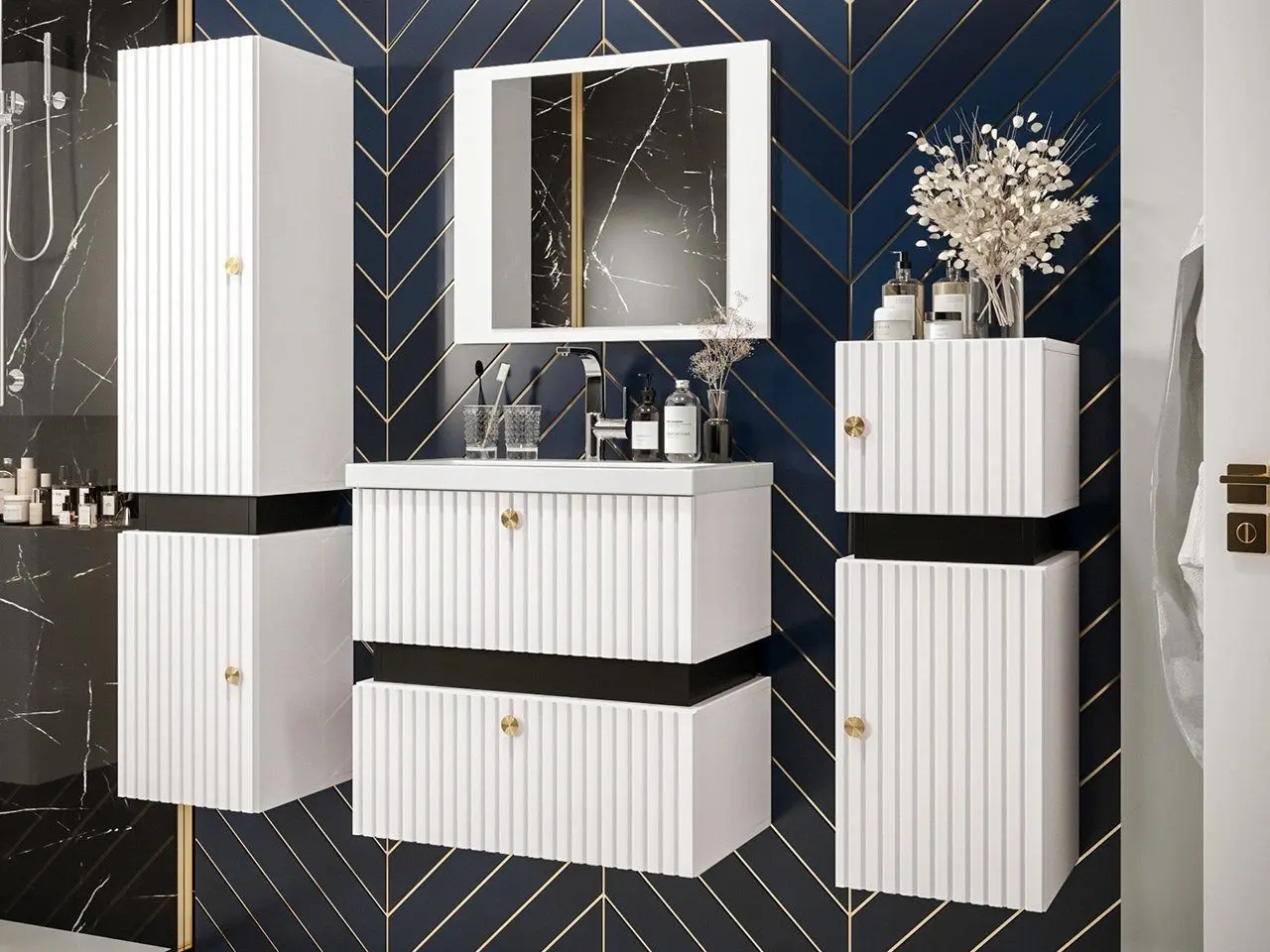 Set de mobila Mirjan24 Syliko/Tiko I (White/Black)