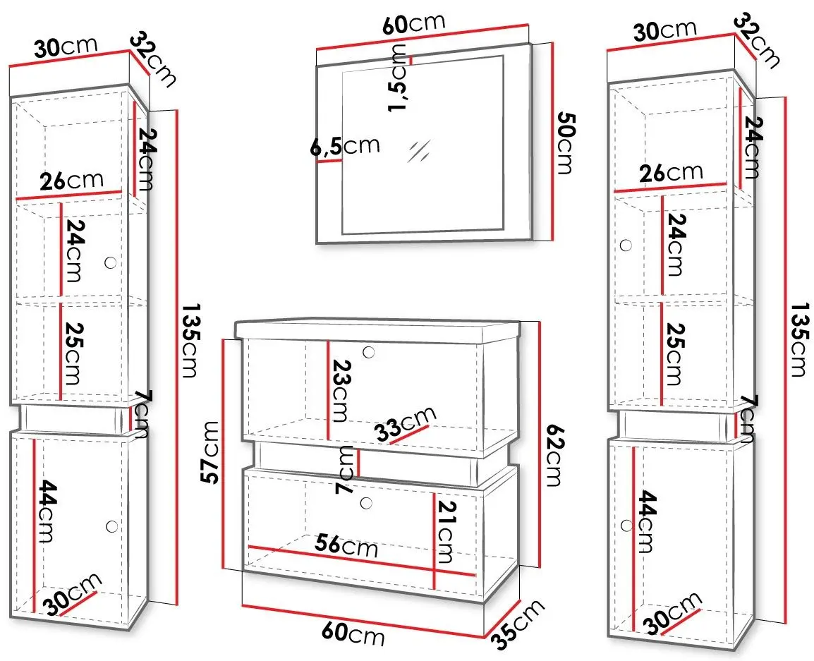 Set de mobila Mirjan24 Syliko/Tiko II (White/Black) - 2
