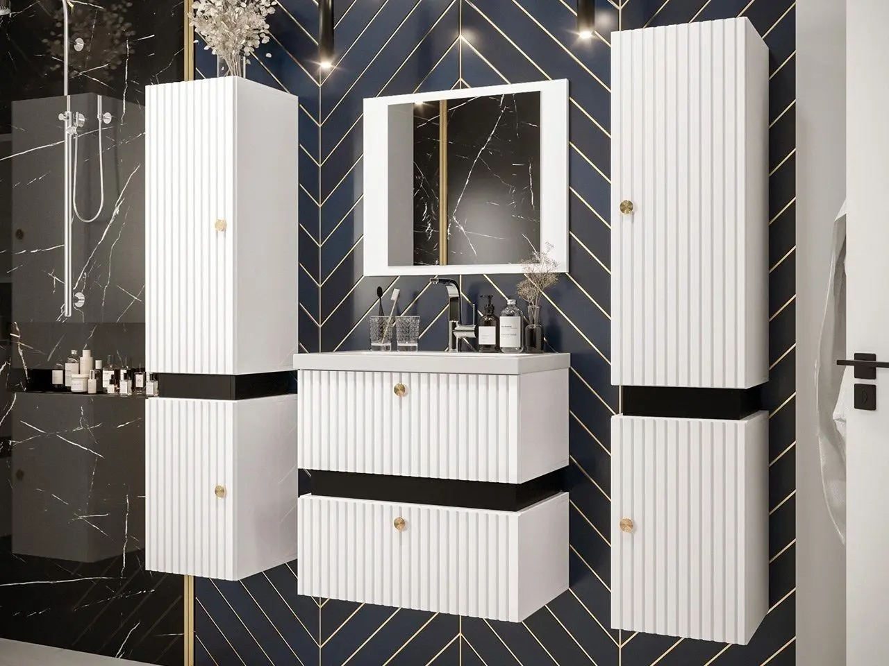 Set de mobila Mirjan24 Syliko/Tiko II (White/Black)