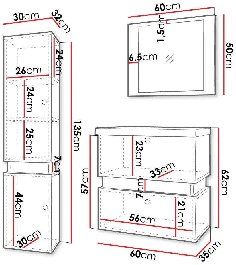 Set de mobila Mirjan24 Syliko/Tiko IV (White/Black)