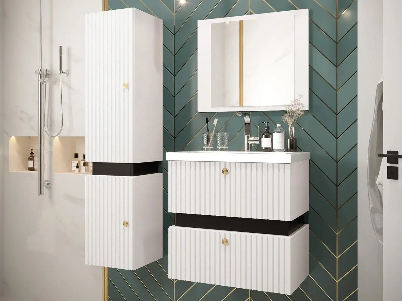 Set de mobila Mirjan24 Syliko/Tiko IV (White/Black)