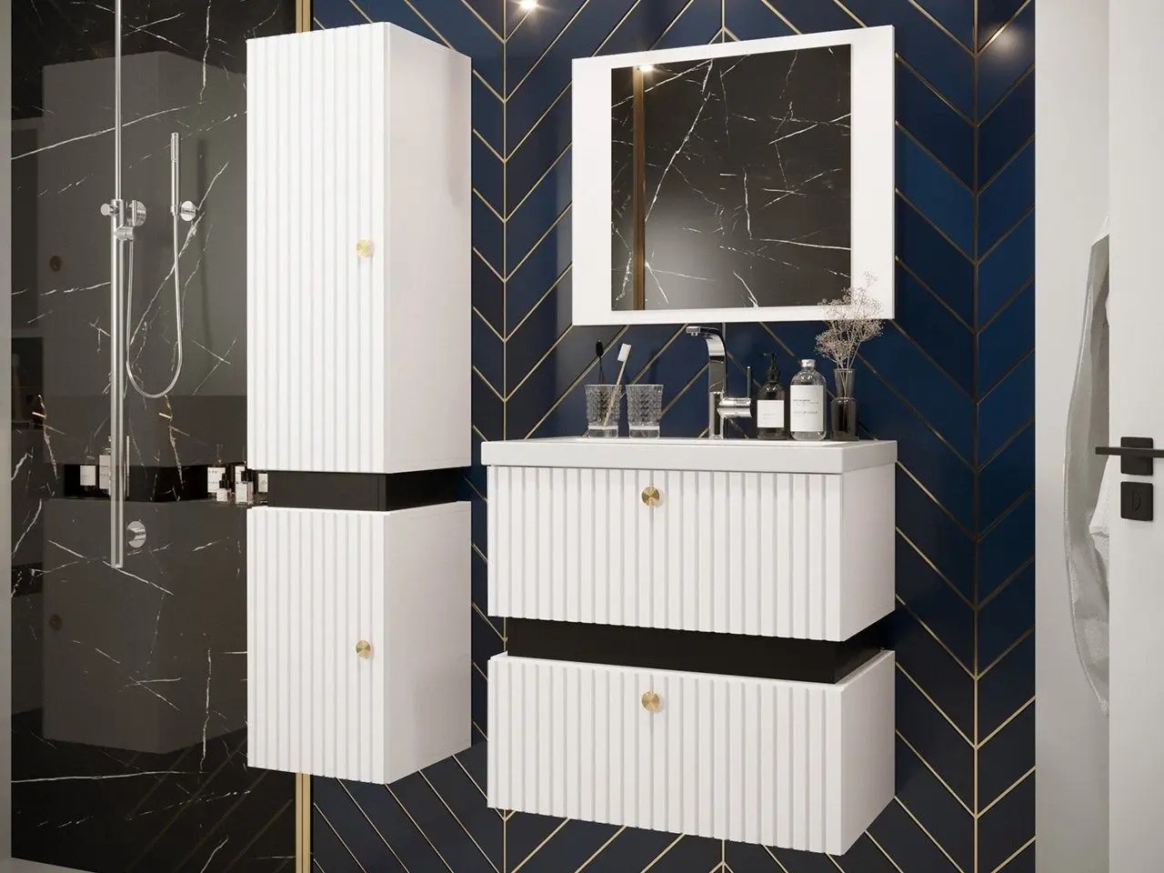 Set de mobila Mirjan24 Syliko/Tiko IV (White/Black)