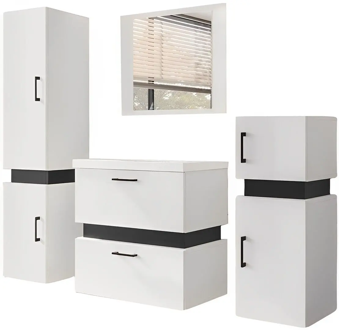 Set de mobila Mirjan24 Torvaldi I/Trio (White/Black Matt)