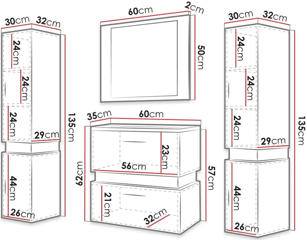 Set de mobila Mirjan24 Torvaldi II/Trio (White/Black Matt) - 2