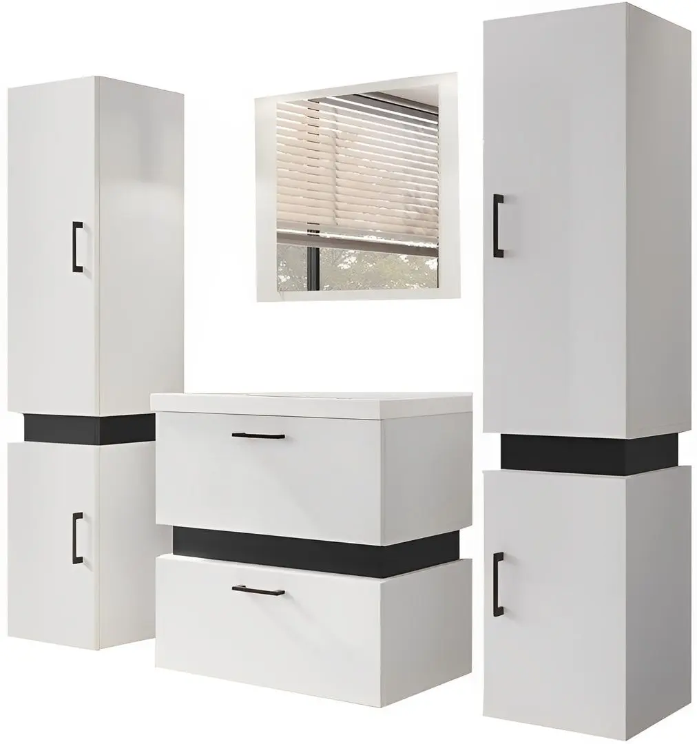 Set de mobila Mirjan24 Torvaldi II/Trio (White/Black Matt)