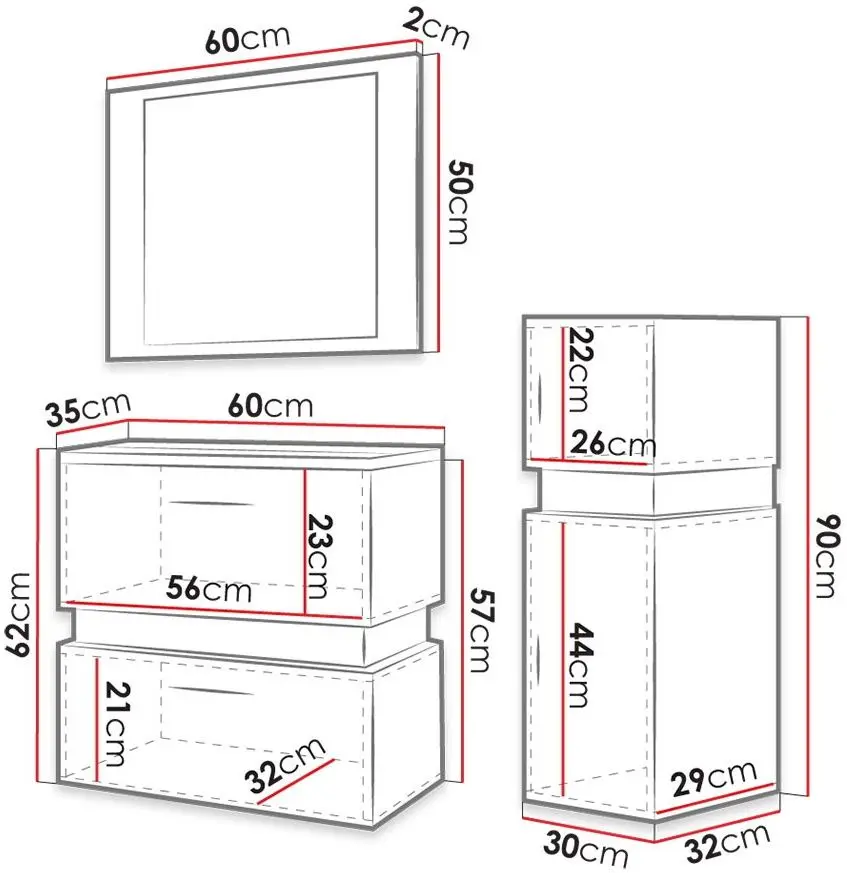 Set de mobila Mirjan24 Torvaldi IV/Trio IV (White/Black Matt) - 5