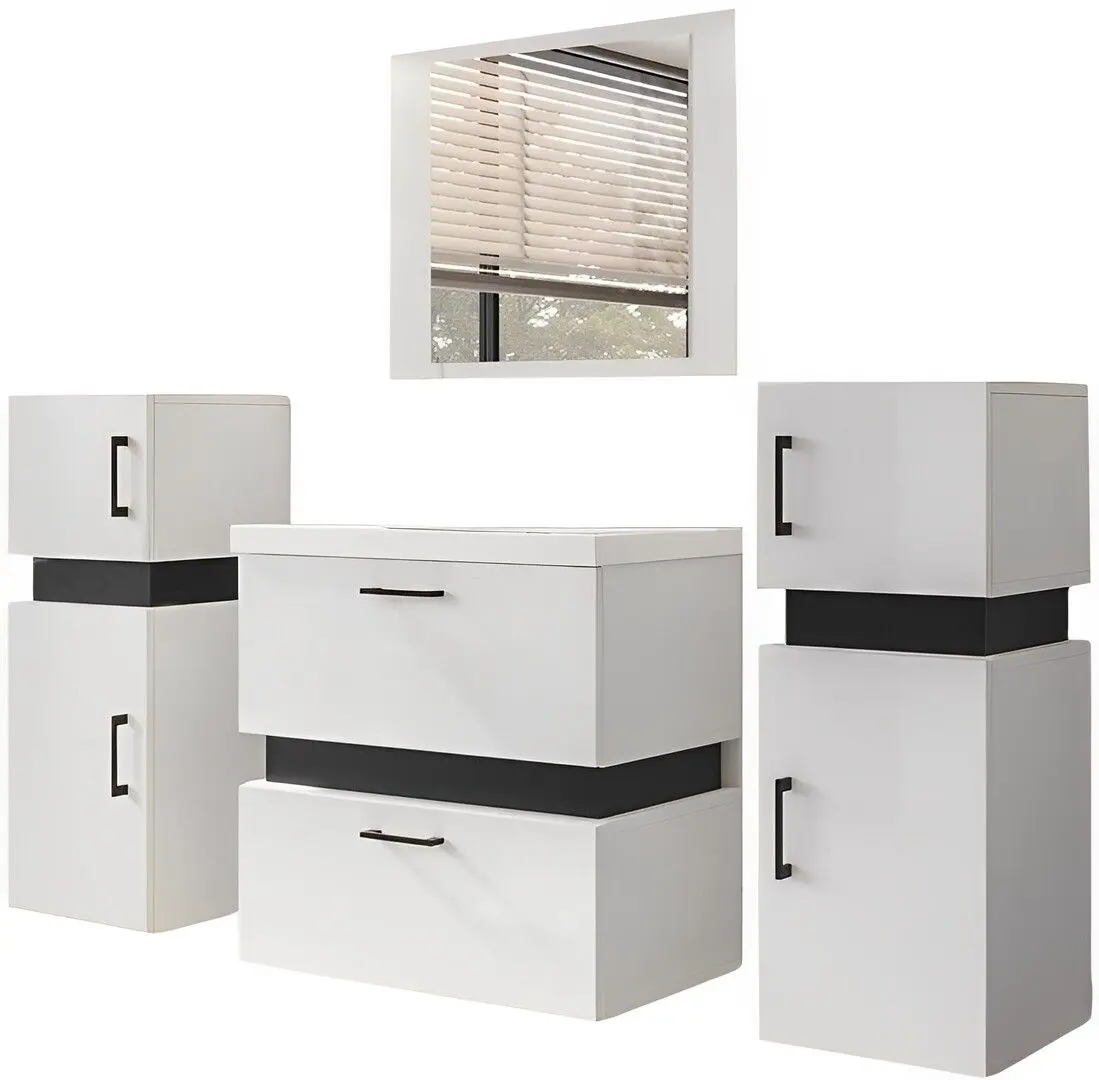 Set de mobila Mirjan24 Torvaldi VI/Trio (White/Black Matt)