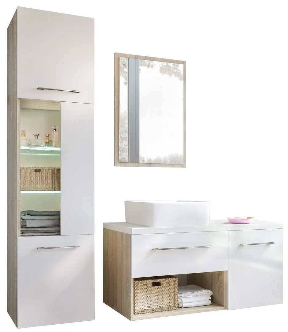 Set de mobila Stolkar Aruba II (White Gloss/Sonoma Oak)