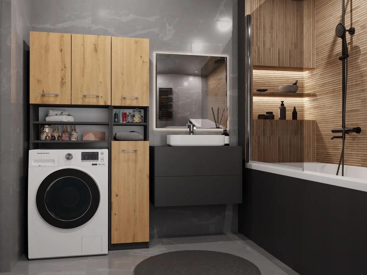 Комплект мебели TopEshop Marpol (Anthracite/Artisan Oak)