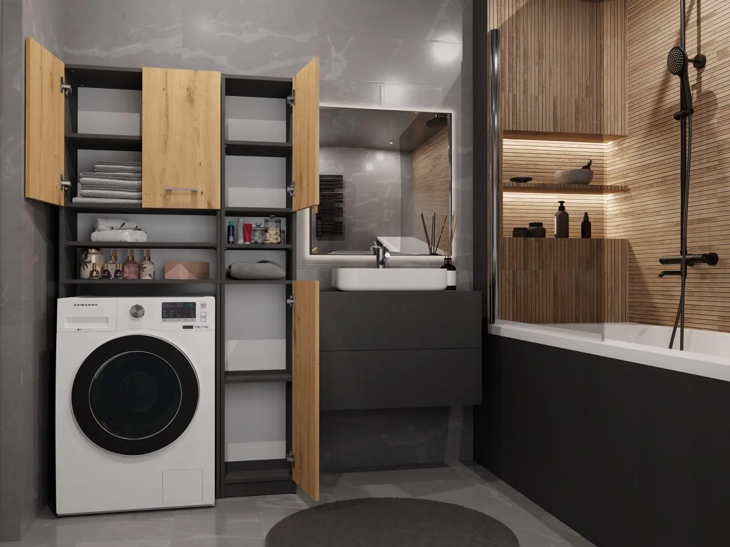 Комплект мебели TopEshop Marpol (Anthracite/Artisan Oak)