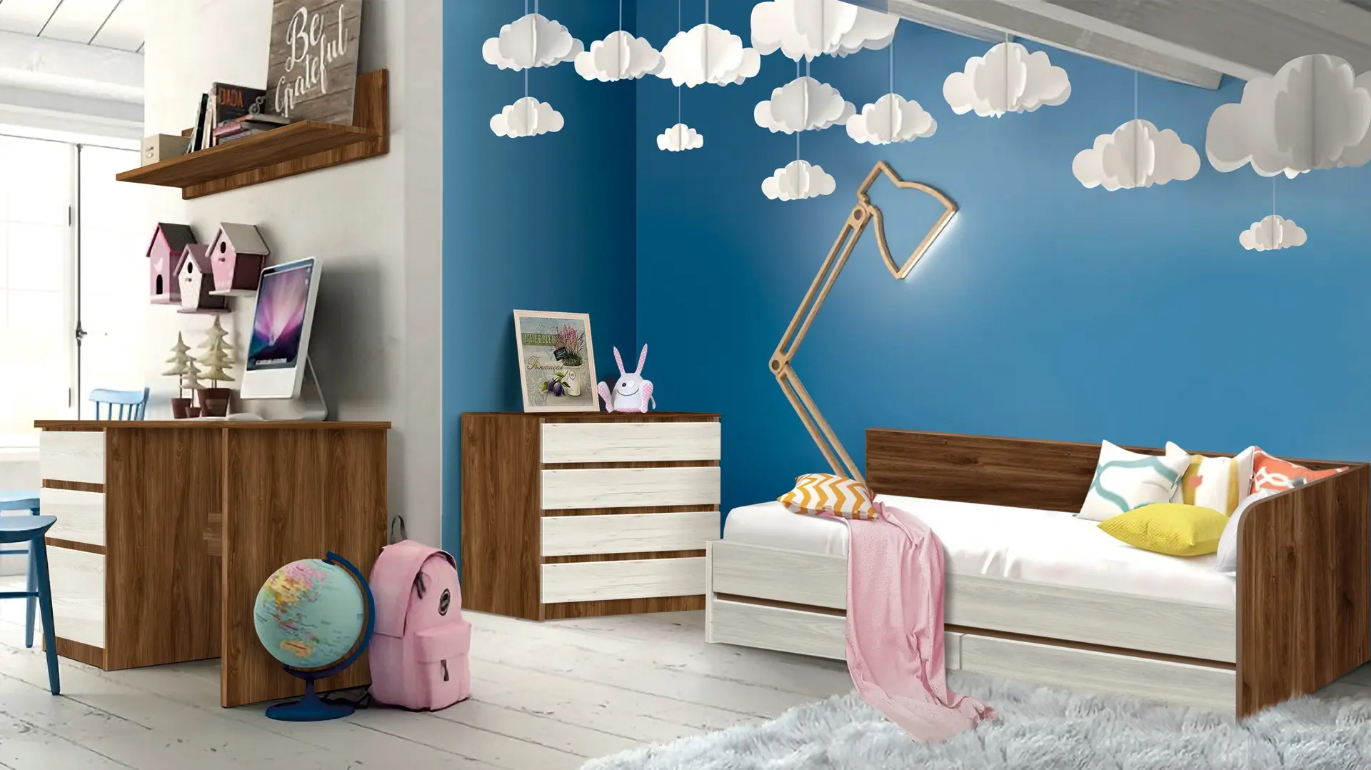 Mobila pentru copii Modern Komfi 1 (Brandy Castello Oak/Craft Oak White)