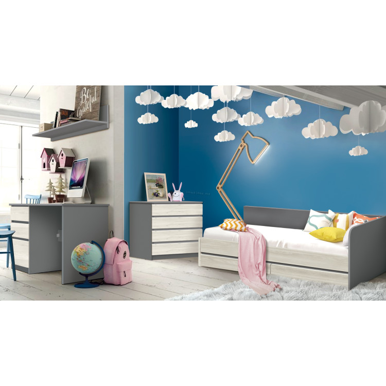 Mobila pentru copii Modern Komfi 1 (Slate Gray/Craft Oak White)
