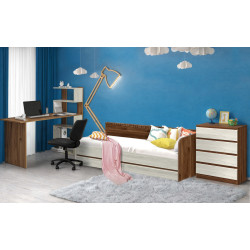 Mobila pentru copii Modern Komfi 2 90x200 + Komfi 75cm + Komfi 1 142cm (Brandy Castello Oak/Craft Oak White)