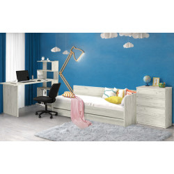 Mobila pentru copii Modern Komfi 2 90x200 + Komfi 75cm + Komfi 1 142cm (Craft Oak White)