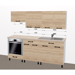 Set de bucatarie cu electrocasnice Ambianta Iris 2 2.0m Bardolino + Wolser WL-AM 672 + WL- F 6400 EN + WL-F 60 Slim Inox Thumb