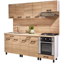 Set de bucatarie cu electrocasnice Ambianta Iris 2 2.0m Bardolino + Wolser WL-AM 672 + WL- F 6400 EN + WL-F 60 Slim Inox Thumb