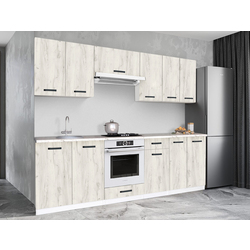 Set de bucatarie cu electrocasnice Samanta Exclusive 1 2.4m White/White Craft Oak + Wolser WL-AM 672 Black + WL-F 6400 EN Black + Tornado Solano 860 (60) IX LED Inox Thumb