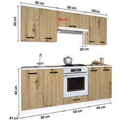 Set de bucatarie cu electrocasnice Samanta Exclusive 1 2m White/Artisan Oak + Wolser WL-AM 672 Inox + WL- F 6400 EN Inox + Tornado Solano 860 (60) IX LED Inox Thumb