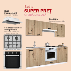 Комплект кухни с бытовой техникой Samanta Exclusive 1 2m White/Artisan Oak + Wolser WL-AM 672 Inox + WL- F 6400 EN Inox + WL-F 60 Slim Inox