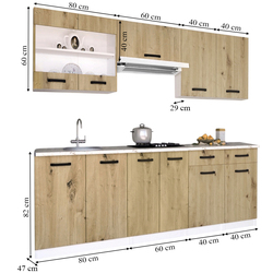 Set de bucatarie cu electrocasnice Samanta Exclusive 2 2.2m White/Artisan Oak + Wolser WL- F 6400 EN Inox + Tornado Solano 860 (60) IX LED Inox Thumb