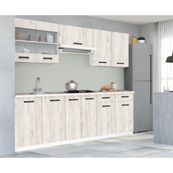 Set de bucatarie cu electrocasnice Samanta Exclusive 2 2.2m White/White Craft Oak + Wolser WL-F 6400 EN Black + Tornado Solano 860 (60) IX LED Inox Thumb